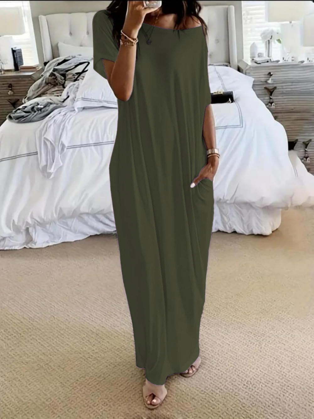 ENID | VESTIDO CASUAL ASIMÉTRICO EXTRAGRANDE CON HOMBROS DESCUBIERTOS