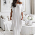 ENID | VESTIDO CASUAL ASIMÉTRICO EXTRAGRANDE CON HOMBROS DESCUBIERTOS