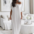 ENID | VESTIDO CASUAL ASIMÉTRICO EXTRAGRANDE CON HOMBROS DESCUBIERTOS