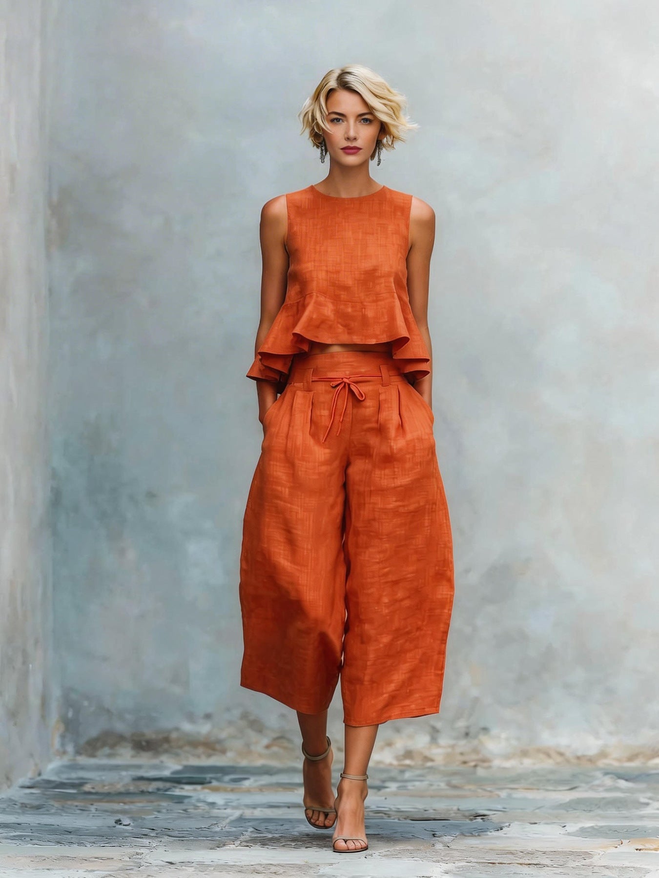 MINA - TRAJE DE DOS PIEZAS PARA MUJER CON VOLANTES