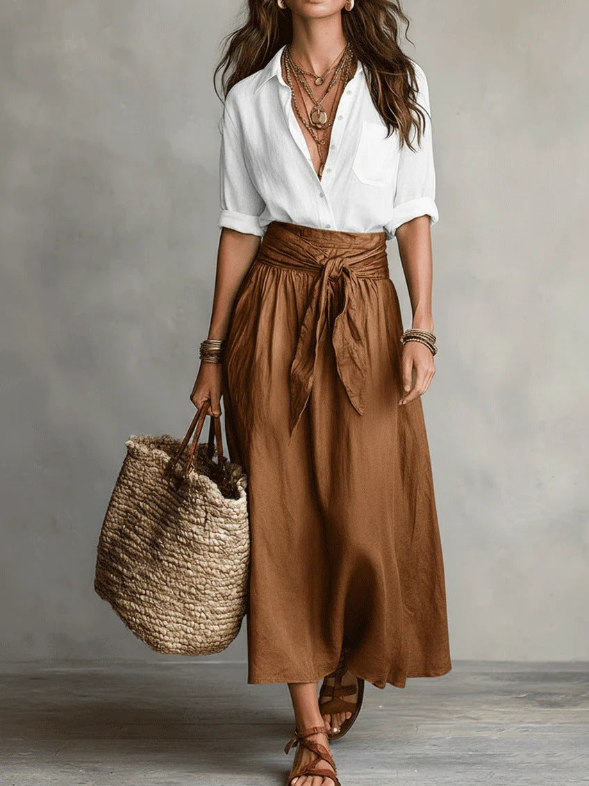 VERA - CONJUNTO DE DOS PIEZAS: CAMISETA Y FALDA MIDI