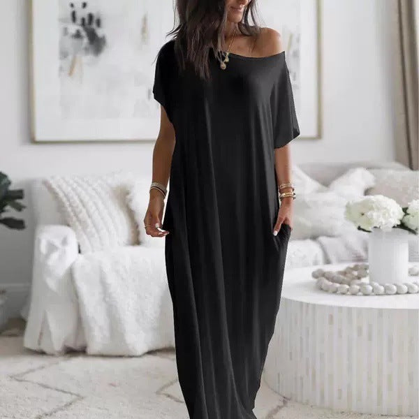 ENID | VESTIDO CASUAL ASIMÉTRICO EXTRAGRANDE CON HOMBROS DESCUBIERTOS