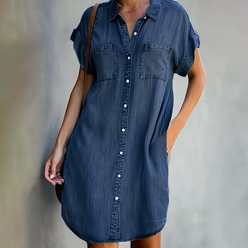 LUNARELLE - VESTIDO CAMISERO DE MEZCLILLA INFORMAL CON BOTONES
