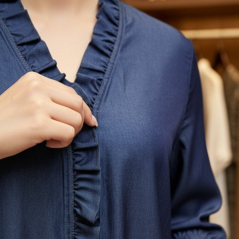 TINA | BLUSA CON VOLANTES Y CUELLO EN V
