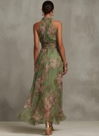 LIVIA |  VESTIDO CON CUELLO HALTER Y ESTAMPADO FLORAL