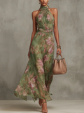LIVIA |  VESTIDO CON CUELLO HALTER Y ESTAMPADO FLORAL