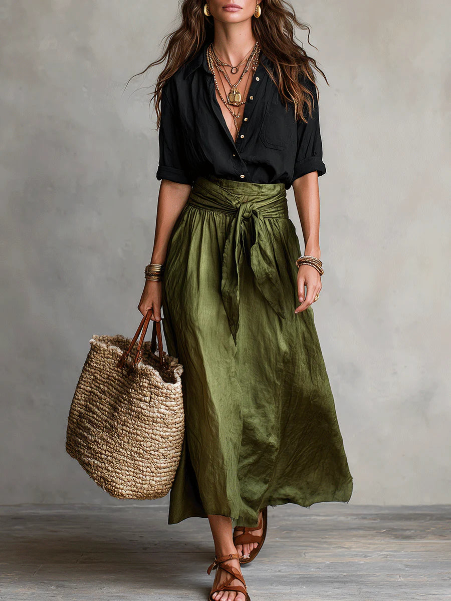 VERA - CONJUNTO DE DOS PIEZAS: CAMISETA Y FALDA MIDI