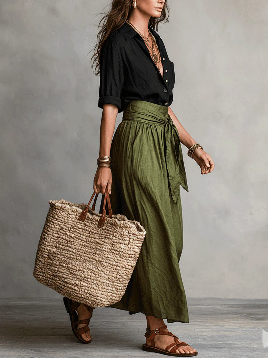 VERA - CONJUNTO DE DOS PIEZAS: CAMISETA Y FALDA MIDI