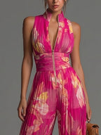ZOFÍA - MONO CHIFÓN CON ESTAMPADO FLORAL FUCSIA