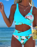 FLOR - BIKINI CON ESTAMPADO FLORAL EN CONTRASTE Y ABERTURA