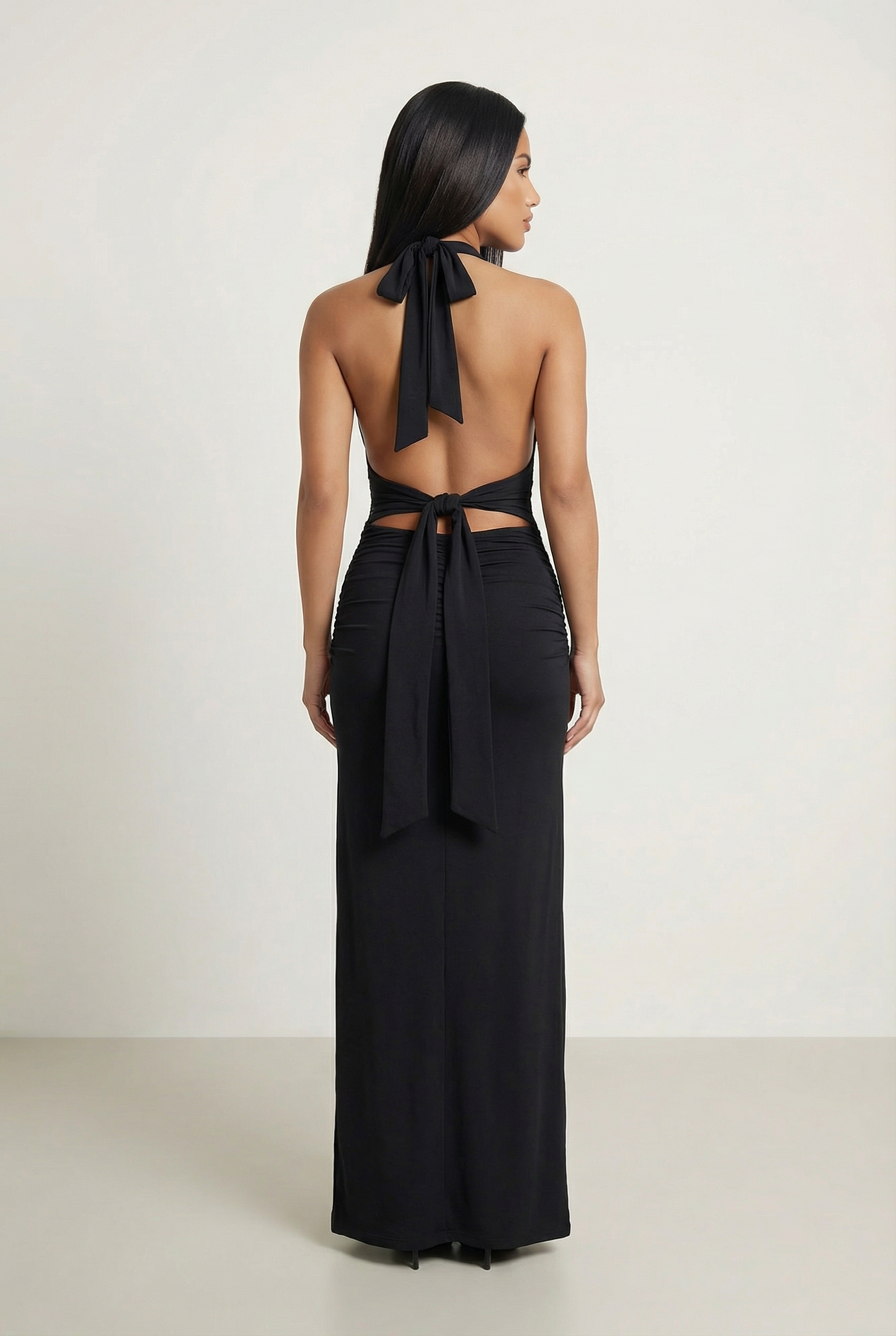 ELENYA | VESTIDO LARGO -NEGRO