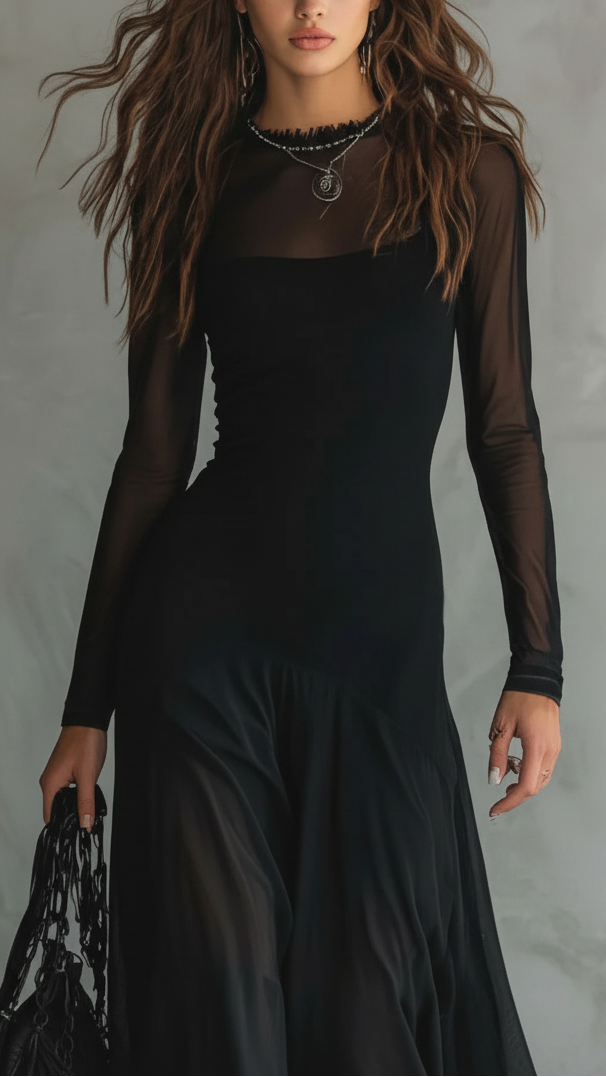 ZURY | VESTIDO CON TUL NEGRO