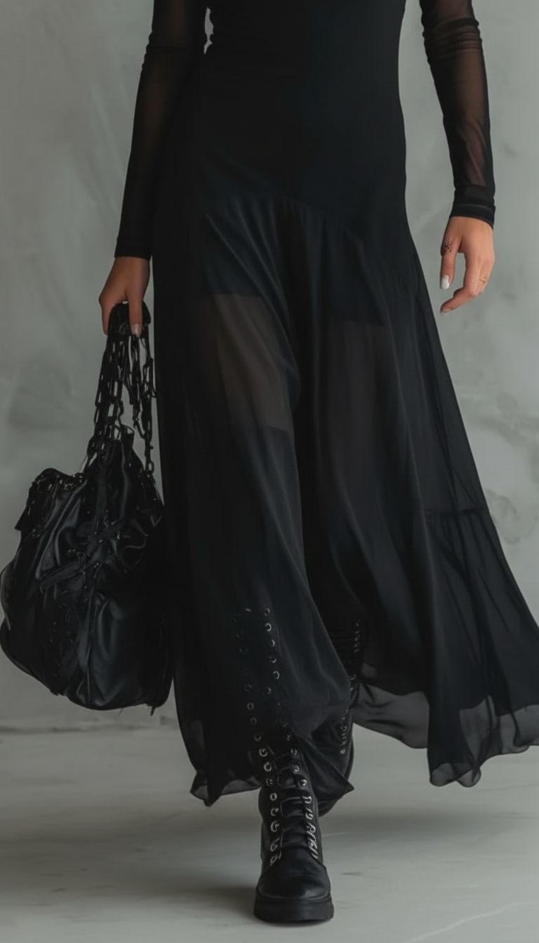 ZURY | VESTIDO CON TUL NEGRO