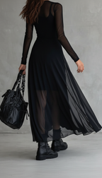 ZURY | VESTIDO CON TUL NEGRO