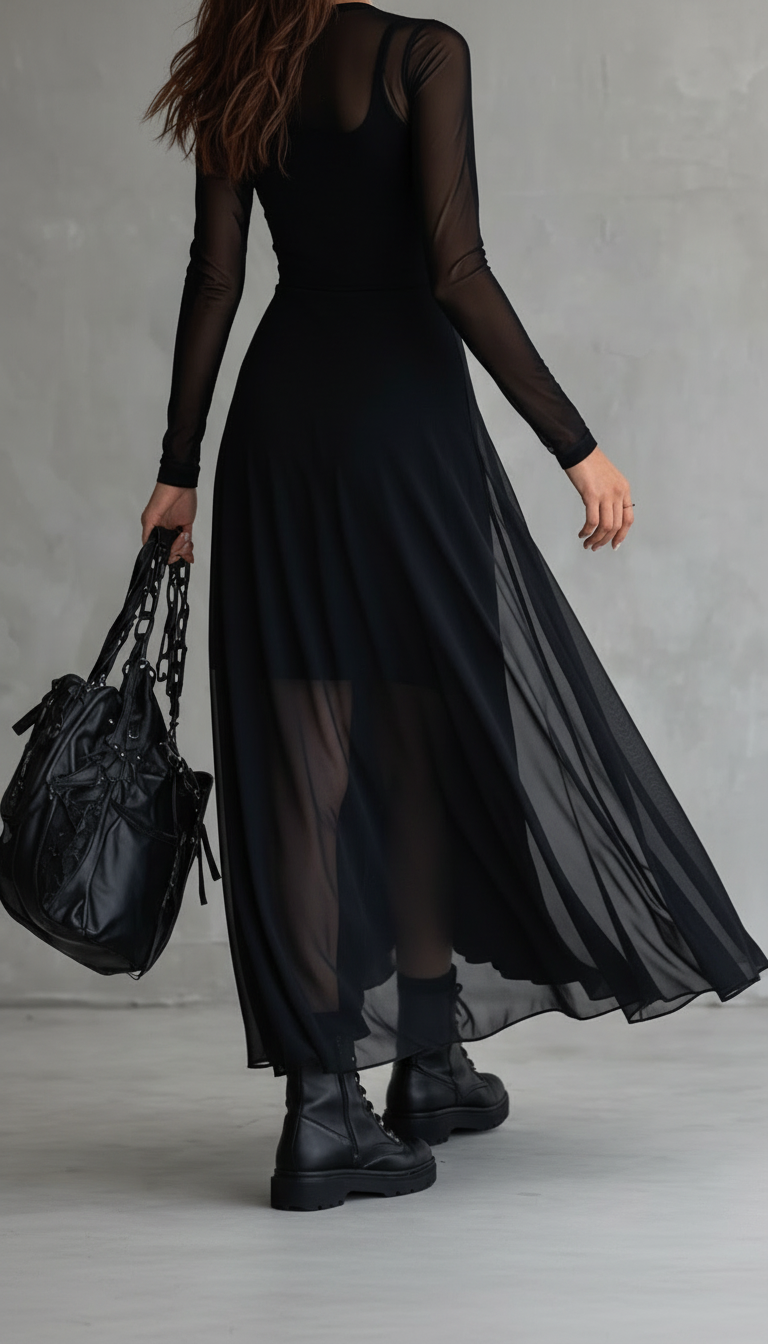 ZURY | VESTIDO CON TUL NEGRO