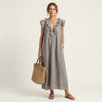 JAMAICA | VESTIDO CON VOLANTES Y CUELLO EN V