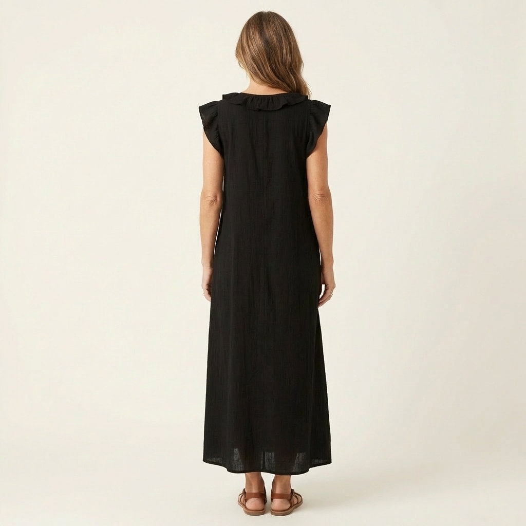 JAMAICA | VESTIDO CON VOLANTES Y CUELLO EN V