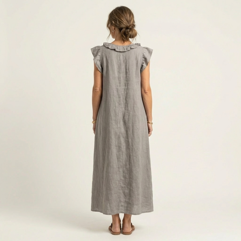 JAMAICA | VESTIDO CON VOLANTES Y CUELLO EN V