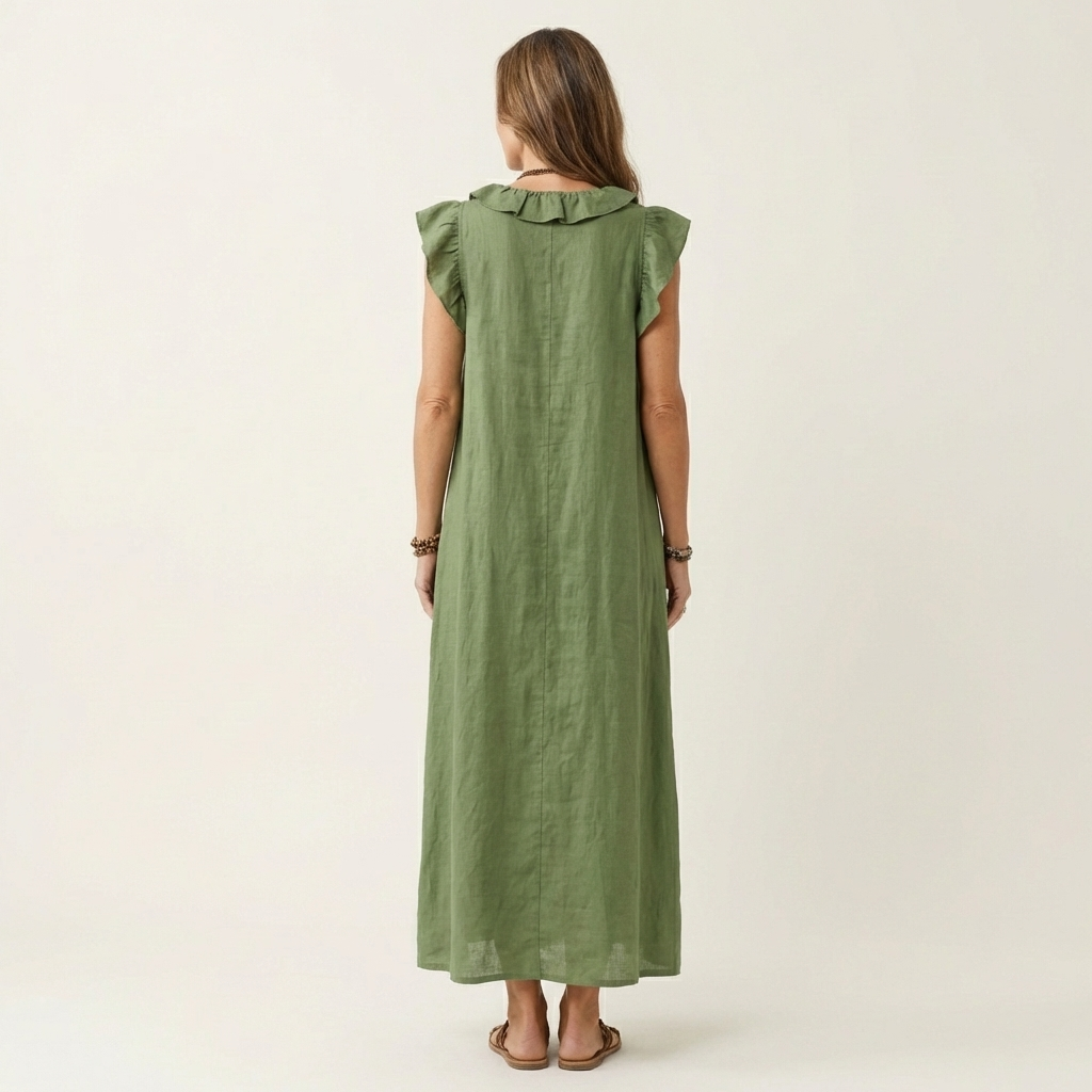 JAMAICA | VESTIDO CON VOLANTES Y CUELLO EN V