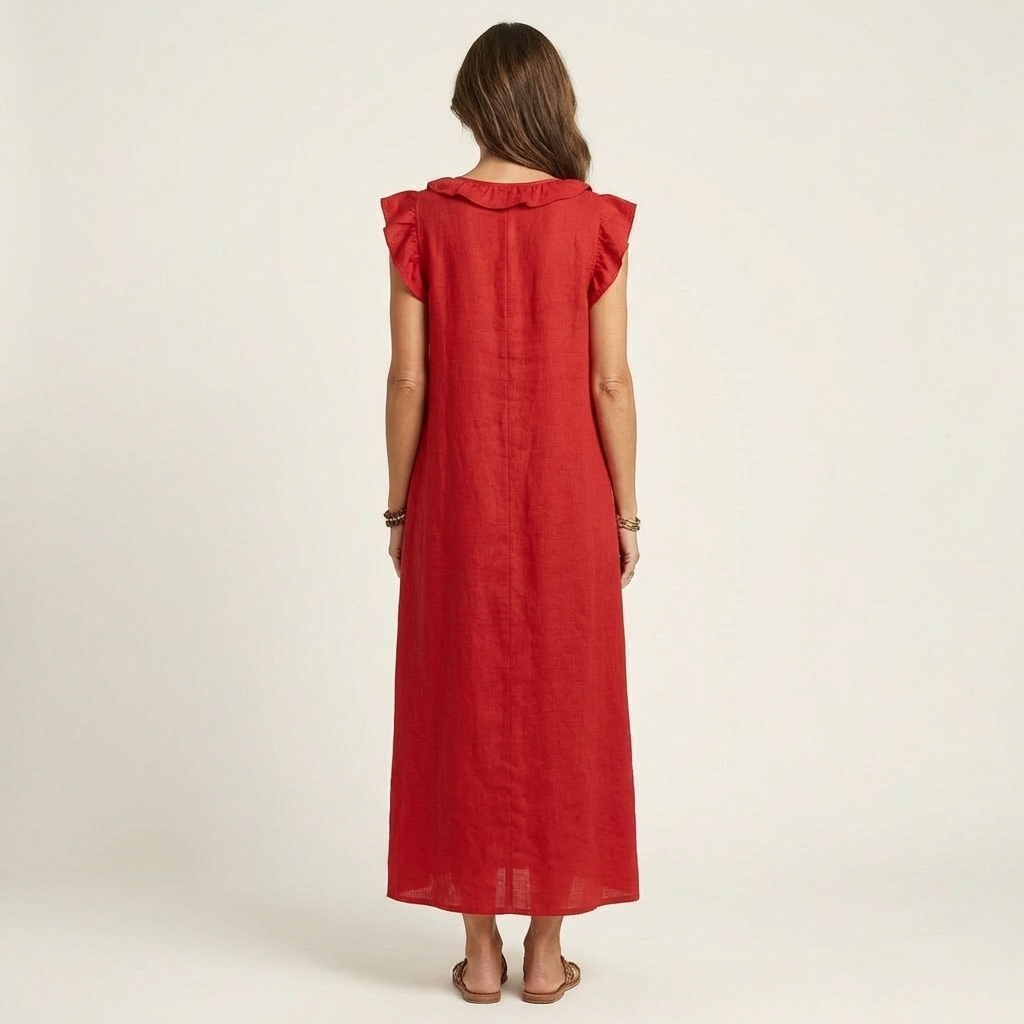 JAMAICA | VESTIDO CON VOLANTES Y CUELLO EN V