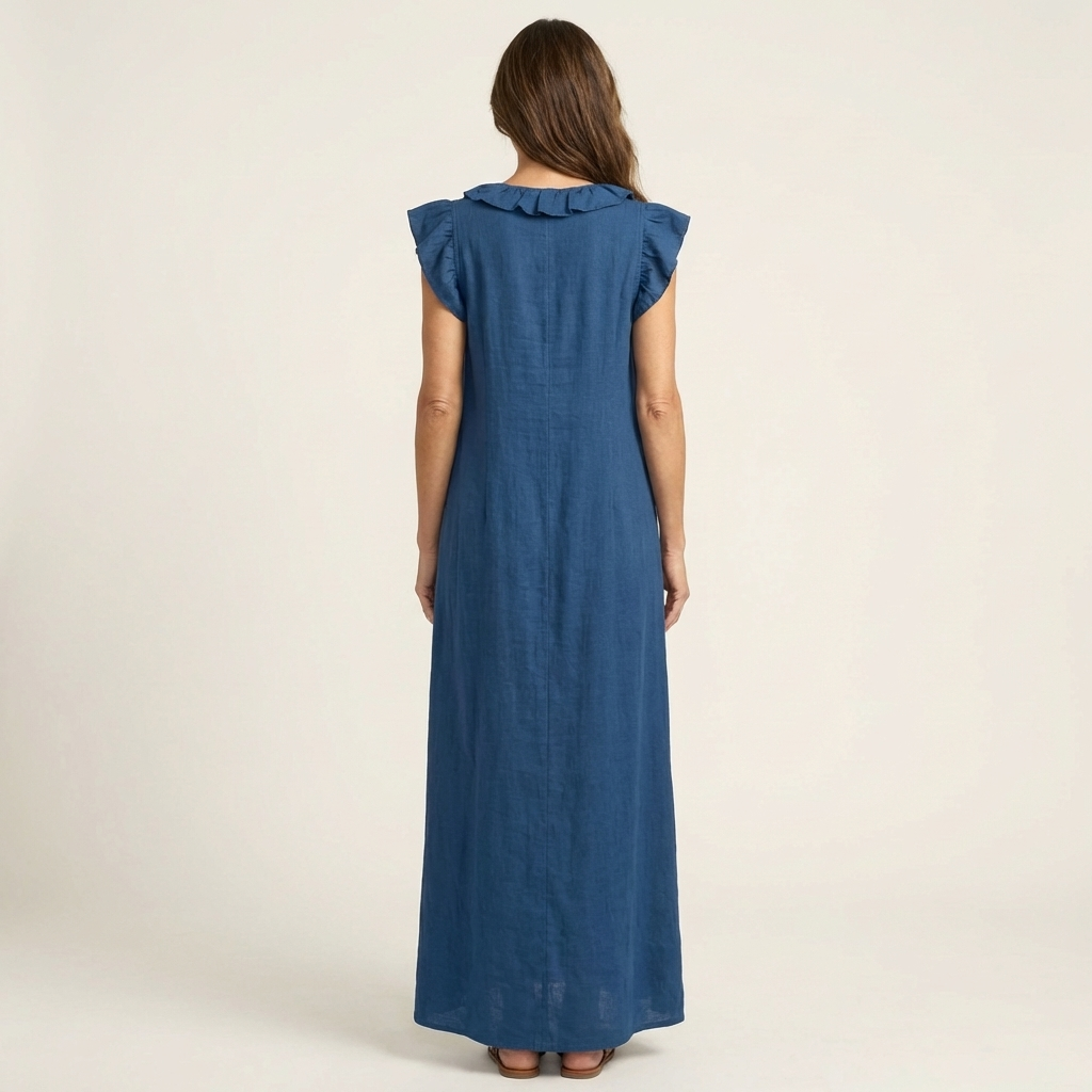 JAMAICA | VESTIDO CON VOLANTES Y CUELLO EN V