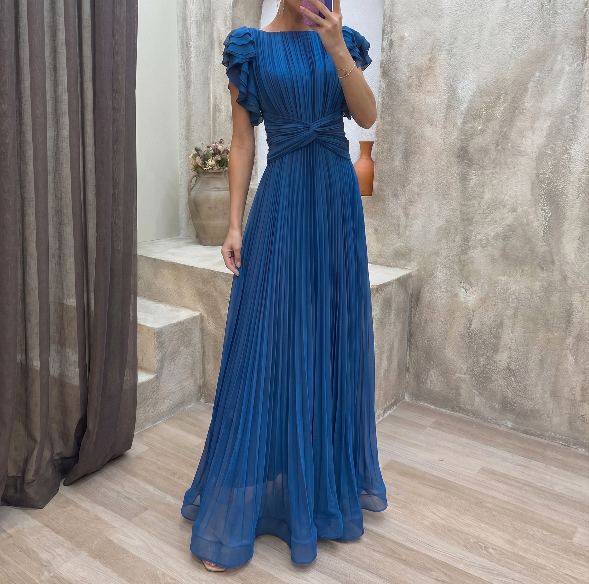 RORY | VESTIDO LARGO PLISADO