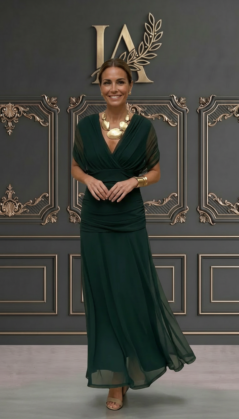 LEAH | VESTIDO ELEGANTE CON CUELLO EN V