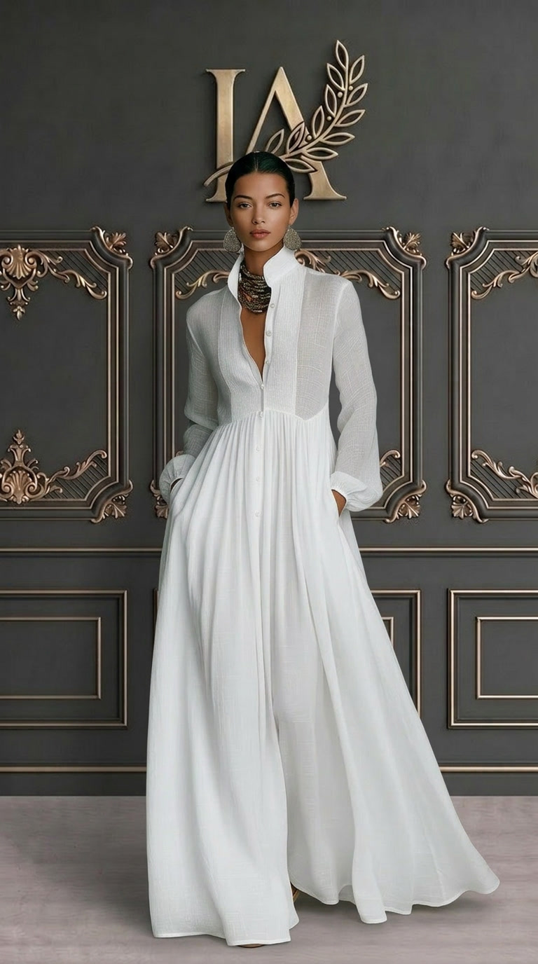 REBECCA | MAXIVESTIDO DE SILUETA FLUIDA CON BOLSILLOS