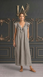 JAMAICA | VESTIDO CON VOLANTES Y CUELLO EN V