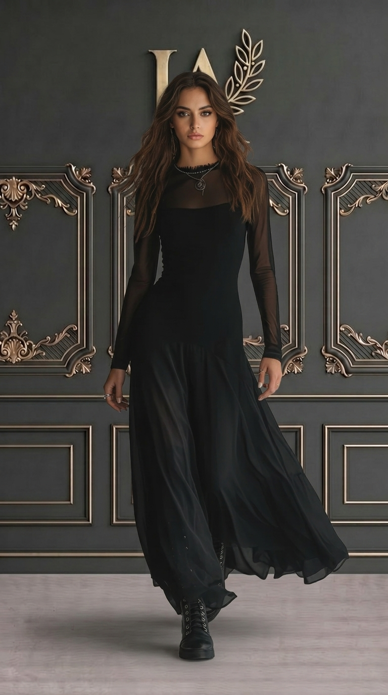 ZURY | VESTIDO CON TUL NEGRO