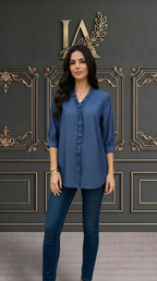 TINA | BLUSA CON VOLANTES Y CUELLO EN V