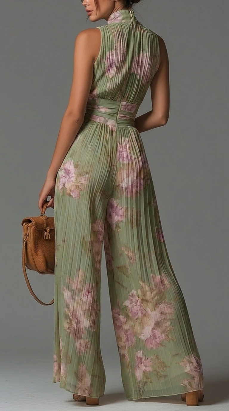 ROSE - MONO DE GASA CON PLIEGUES Y ESTAMPADO FLORAL