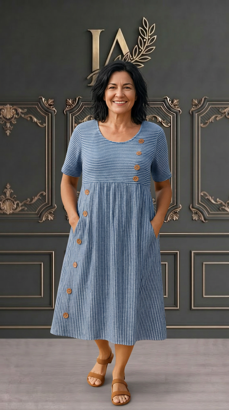 BRIENNE | VESTIDO MIDI DE RAYAS