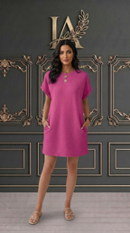 EVASHA | VESTIDO CASUAL VERANIEGO CON CUELLO REDONDO