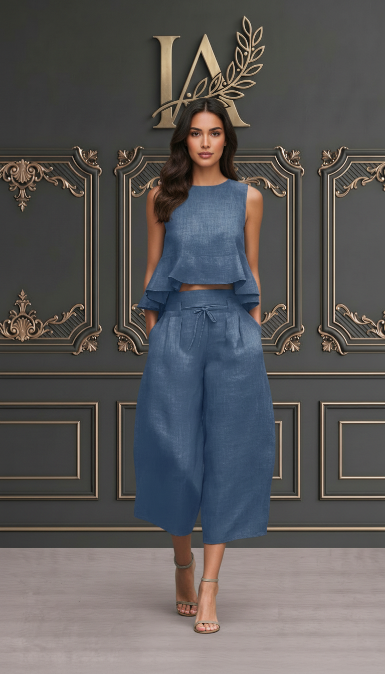 MINA - TRAJE DE DOS PIEZAS PARA MUJER CON VOLANTES
