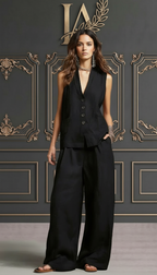 CANDE - TRAJE DE DOS PIEZAS CON CHALECO SIN MANGAS Y PANTALÓN DE PIERNA ANCHA