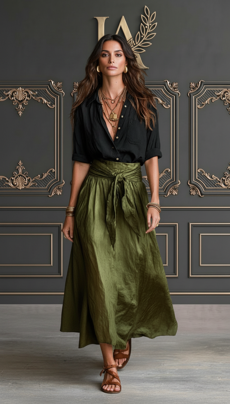 VERA - CONJUNTO DE DOS PIEZAS: CAMISETA Y FALDA MIDI
