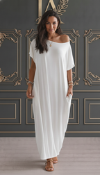 ENID | VESTIDO CASUAL ASIMÉTRICO EXTRAGRANDE CON HOMBROS DESCUBIERTOS
