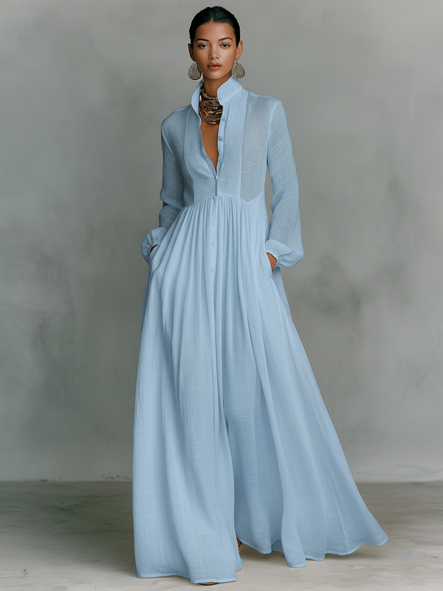 REBECCA | MAXIVESTIDO DE SILUETA FLUIDA CON BOLSILLOS