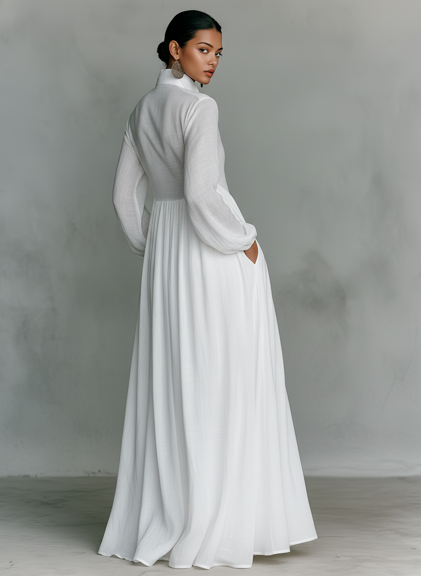 REBECCA | MAXIVESTIDO DE SILUETA FLUIDA CON BOLSILLOS