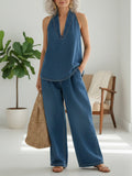 LENA - CONJUNTO HOLGADO DE MEZCLILLA CON ESCOTE HALTER