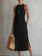 JIMENA | VESTIDO MIDI CON CUELLO CLÁSICO